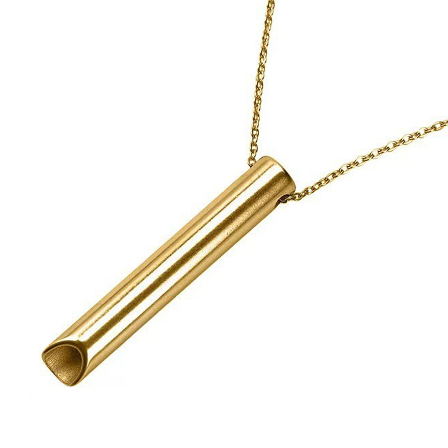 Breathwork Meditation Achtsamkeit Atmung Anti Rauchen Halskette Edelstahl Pfeife Angst Linderung Schmuck: Gold-farbe