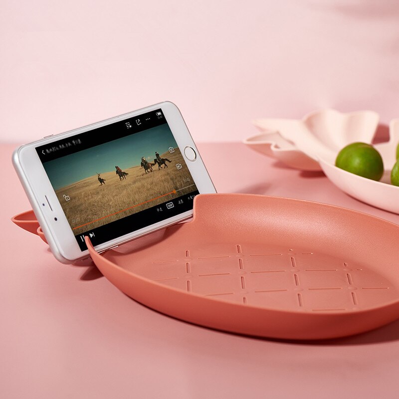 Pink White Plastic Plate Candy Nut Snacks Fruits Storage Tray Pineapple Dish Desktop Storage Container Home Decoration