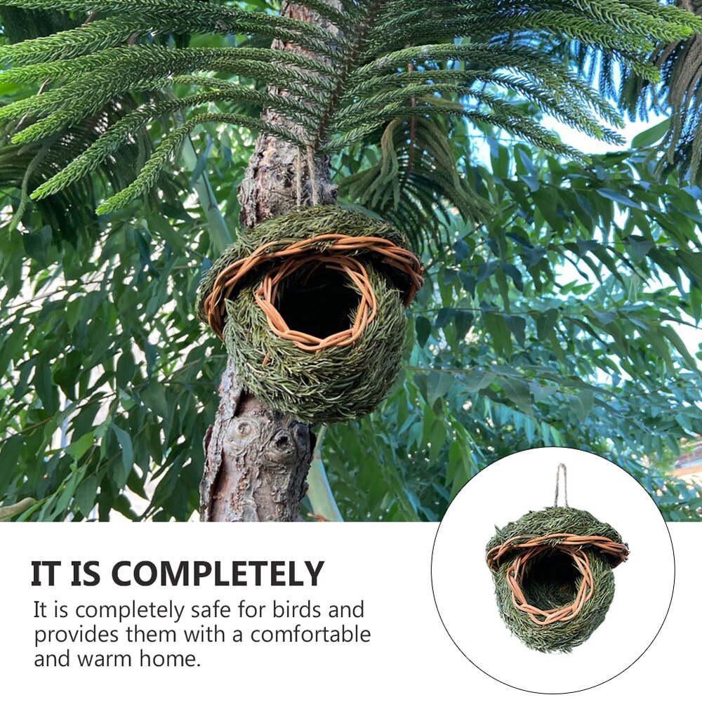 1Pc Outdoor Woven Bird Nest Hanging Bird House Garden Bird Nest Straw Outdoor Idyllic Garden Courtyard Bird'S Nest Bird'S Nest