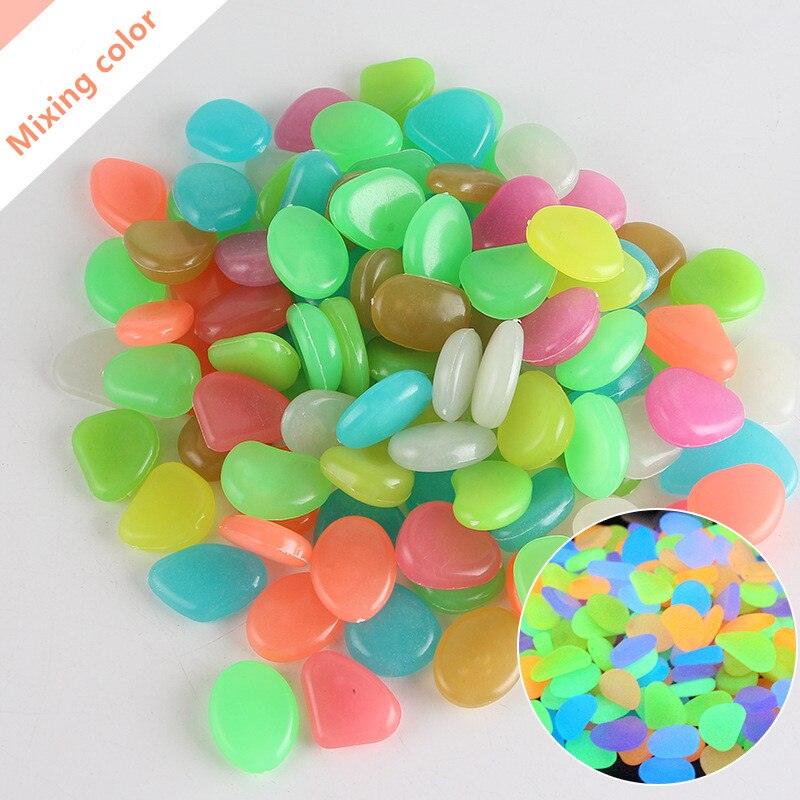 20/50/70Pcs Garden Luminous Glowing Stone Pebble Glow Dark Garden Stones Rocks for Walkways Garden Path Fish tank Vase Decor: 70pcs / mixing color