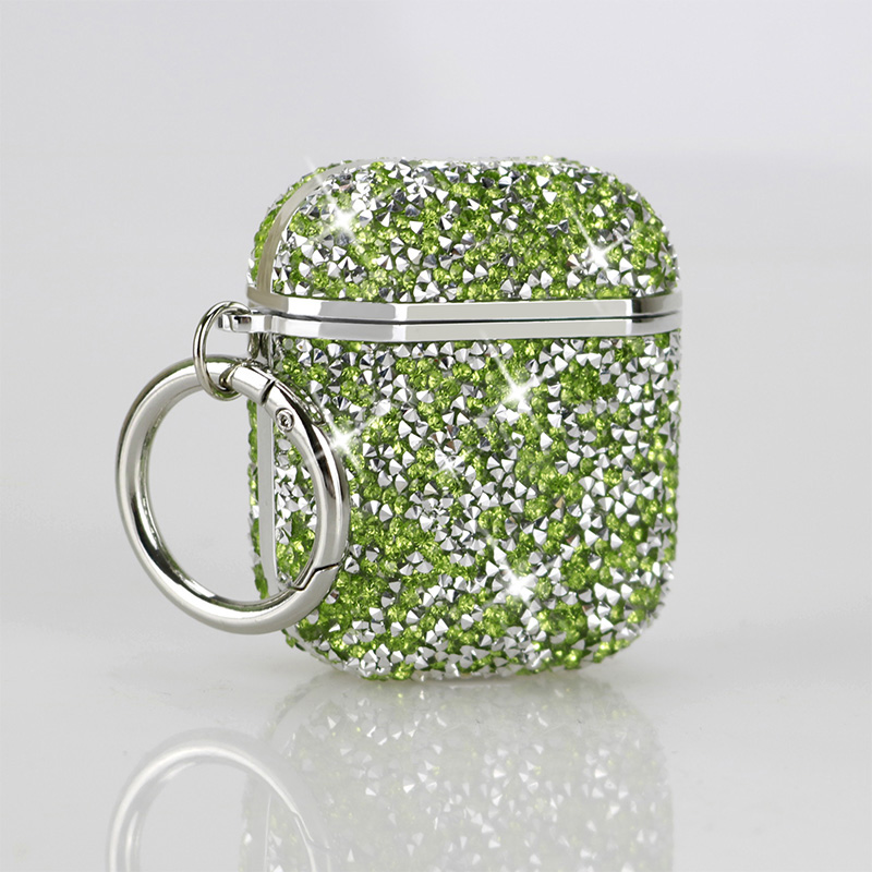 For Apple Airpods4 3 2 1 Pro Glitter Rhinestone Case Bling Diamond Hard Protective Funda for Airpods Bluetooth Earphone Bag: S / green