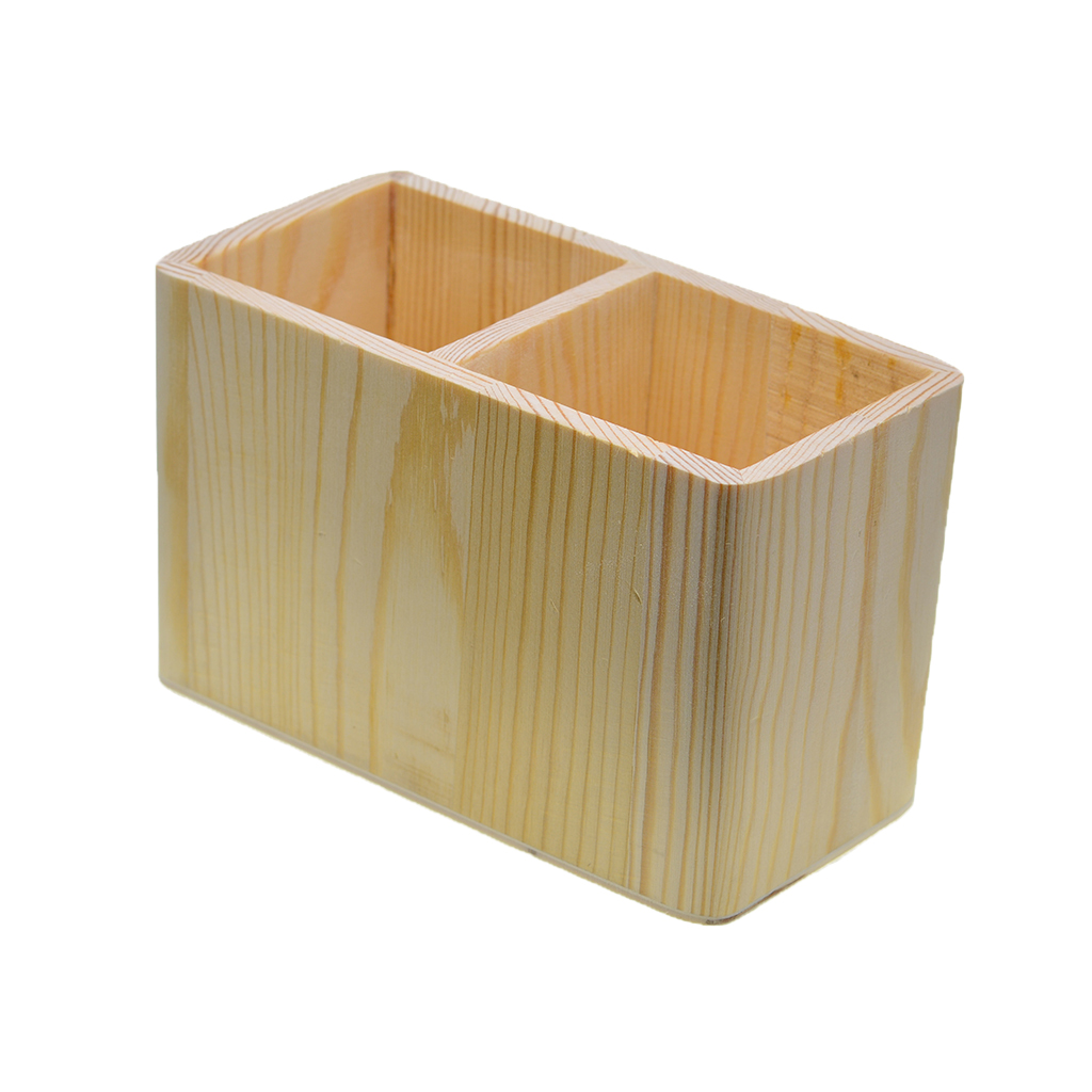 Plain Wooden Office Desk Organizer Pen Pencil Holder Stationery Storage Box