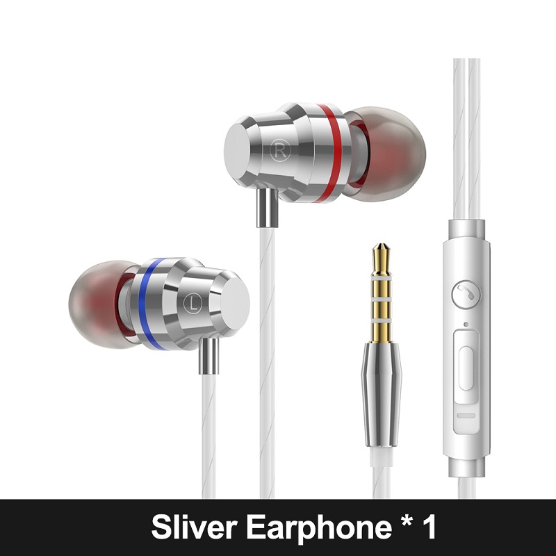 AWI M5 Super Bass Oortelefoon Hoofdtelefoon Met Mic 3.5mm Sport Gaming Headset voor Telefoons Xiaomi Samsung iPhone fone de ouvido MP3: Sliver Earphone