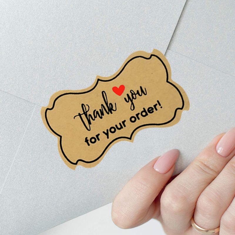 250 Uds. Etiquetas de sello de envase de cocción hechas a mano, pegatinas de agradecimiento por su pedido, decoración de papel recortes de papel Kraft