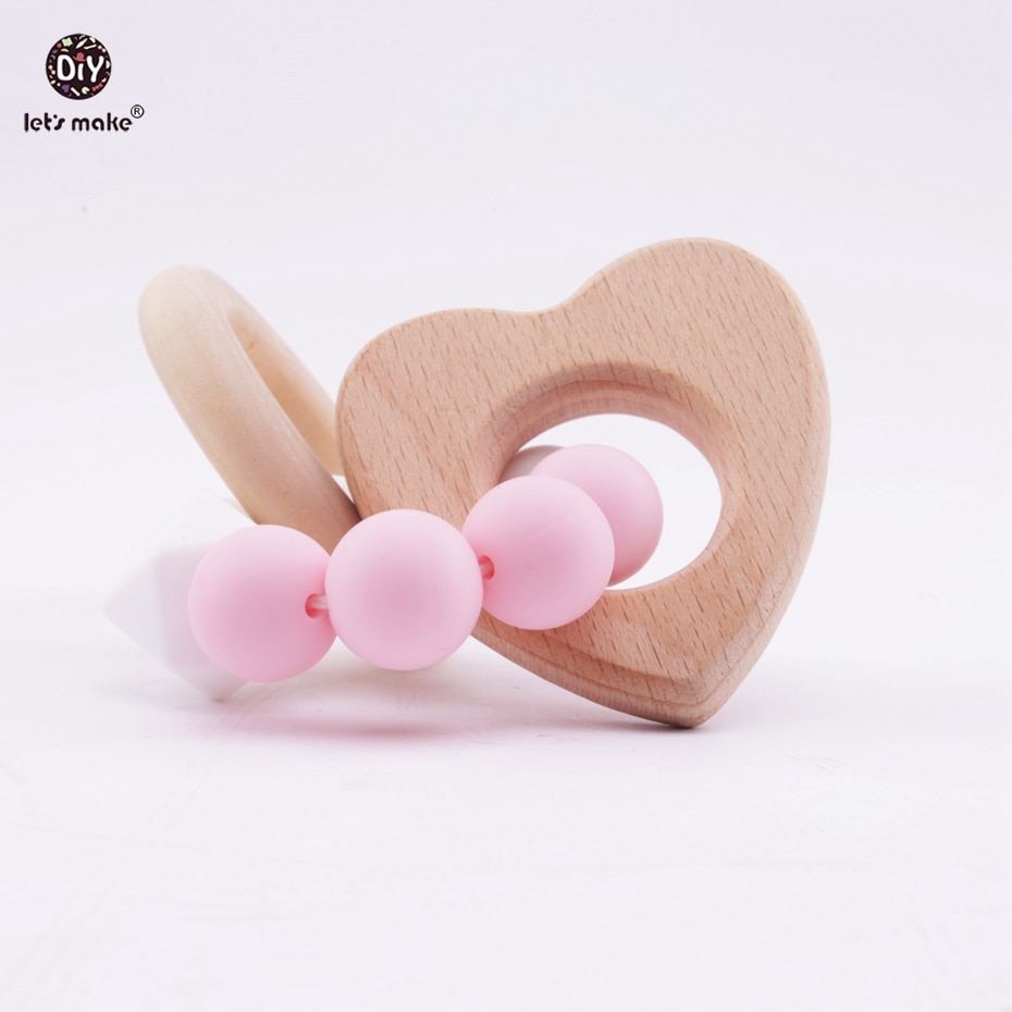 Bijtringen houten speelgoed dierenvormige sieraden bijtringen voor baby's organische houten siliconen kralen baby rammelaar kinderwagen accessoires speelgoed