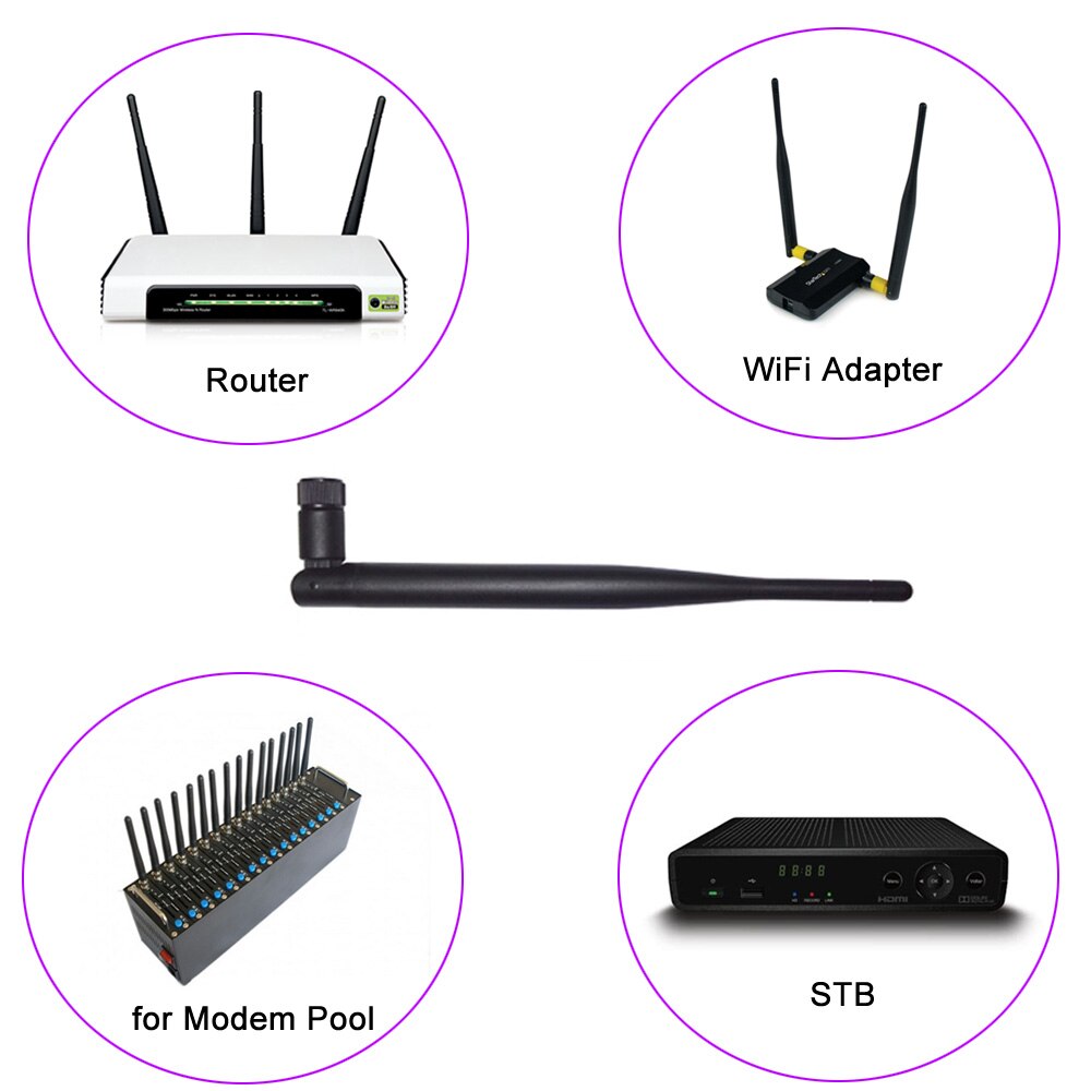 WiFi Adapter 2,4 GHz 5dBi WiFi Antenne Antenne w/ RP-SMA Stecker & 21cm SMA Adapter Kabel für wireless Router STB Modem Pool