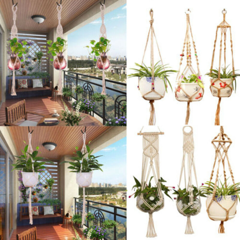 Hemp Rope Large Pot Holder Macrame Plant Hanger Hemp Rope Braided Hanging Planter Basket