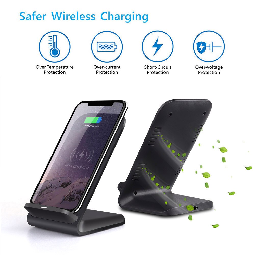 FDGAO 15W Qi Wireless Charger Stand Type C USB for iPhone SE 2 11 X XS 8 XR Samsung S20 S10 S9 Phone Fast Charging Dock Station