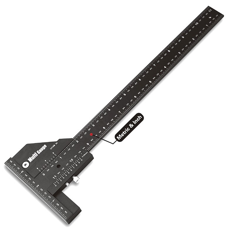 Woodworking Sliding Gauge Multi-function 300mm Marking Ruler Depth Gauge Aluminum Alloy T-Square Scribe Measuring Tools