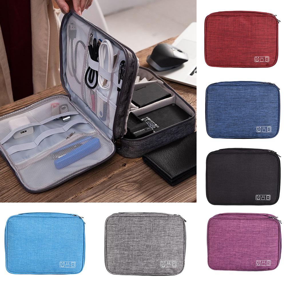 3-layer Electronics Storage Bag Gadget Organizer Multi-functional Digital Devices Organizer Data Cable Storage Case
