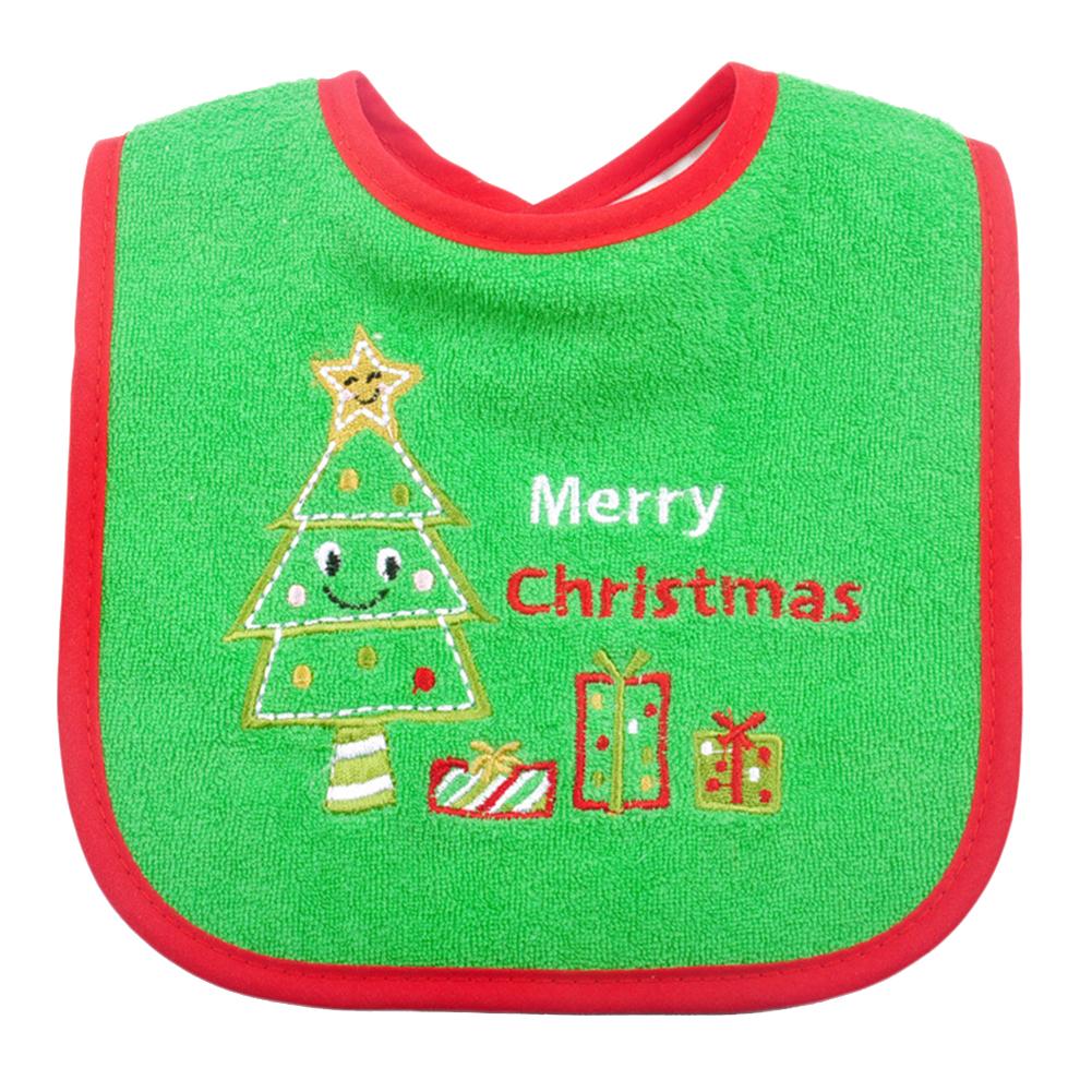 Christmas Baby Bib Pinny Fashionable Embroidered Pattern Saliva Towel Baby Baby Waterproof Bib: E