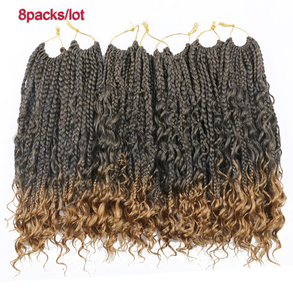 Crochet Box Braids Curly Ends 14 Inch Bohemian Box Braids Crochet Hair for Black Women 3X Crochet Braid Hair Extensions