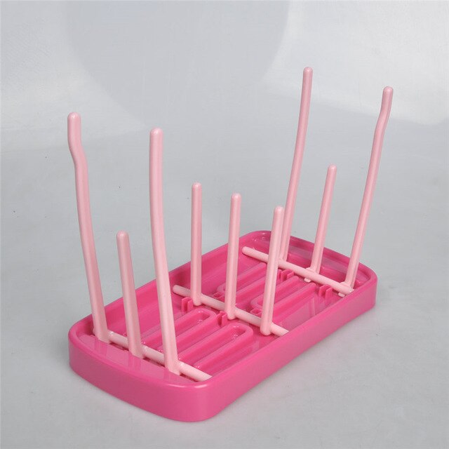 Babyflaske dræning tørrestativer flaske tørre rack blå babyflaske rengørings tørretumbler dræning opbevaring tørrestativ babyflaskeholder: Rød