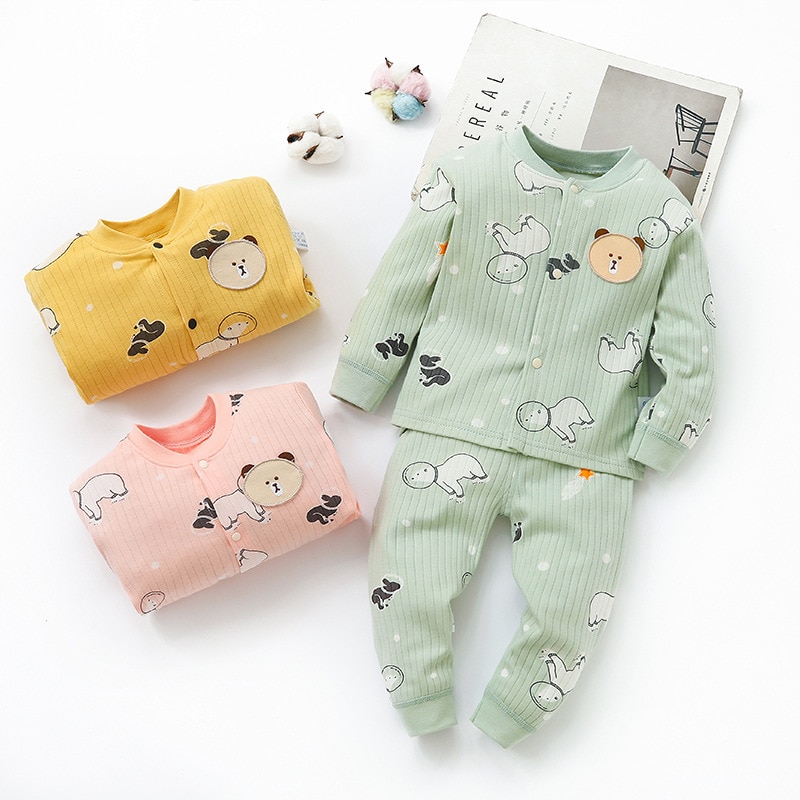 Baby Pyjama Suits Lente Herfst Baby Jongen Katoen Cartoon Lange Mouw Kleding Voor Peuter Meisjes Toevallige Zachte Sleepwears Kleding