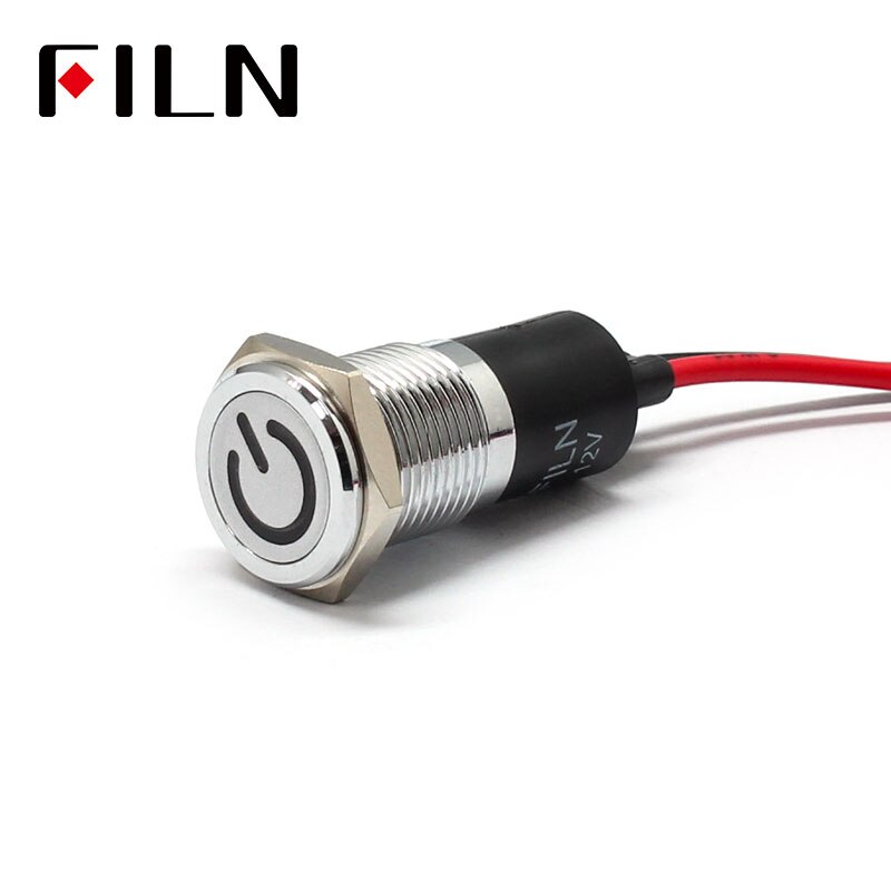 Filn 14mm auto dashboard voeding symbool led rood geel wit blauw groen 12v led indicatielampje met 20cm kabels