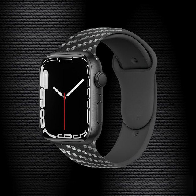 For Apple Watch Band 44mm 40mm 38/42mm Carbon Fiber Pattern Strap for iWatch series 7 6 5 4 3SE Generation Replacement Band 45mm: Black 1 / 42mm series 1 2 3