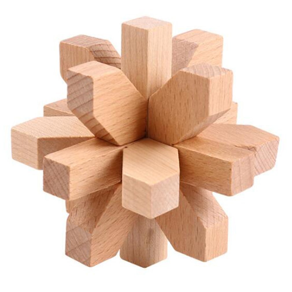 Chinese Ancient Lock Children's Puzzle Solving Manual Brain Toys Early Education Brain Development Toys: Beech plum lock