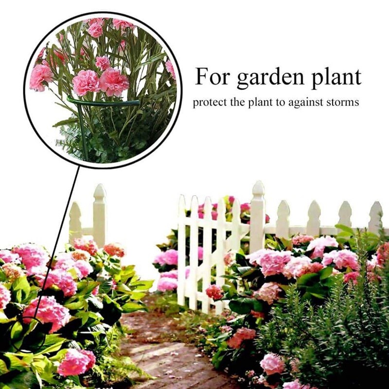 8PCS Plant Support Plant Stakes Half Round Plant Support Ring Plastic Plant Cage Holder Flower Pot Climbing Frame