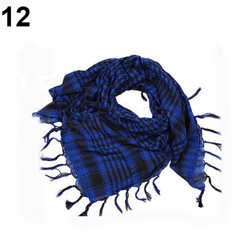 Unisex kevyt ruudullinen tupsu arabialainen aavikko shemagh keffiyeh huivi pashmina lämmin kashmirhuivi naisten huivit joulu: Kuninkaallisen sininen