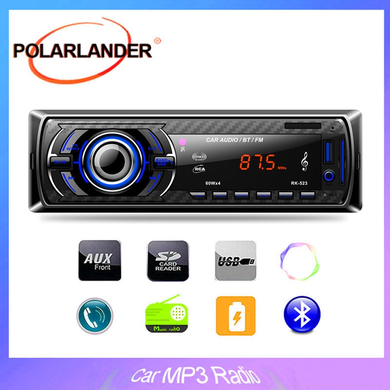 1 DIN RK-523 Auto Stereo Audio MP3 Speler FM Functie Zwart 4 speakers DC12V Bluetooth Automobiel Ondersteuning USB/SD /Kaartlezer