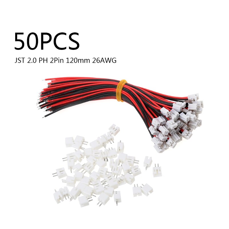 50 set Mini Micro JST 2.0 PH connettore a 2 Pin con cavi cavi 120MM 26awg: Default Title