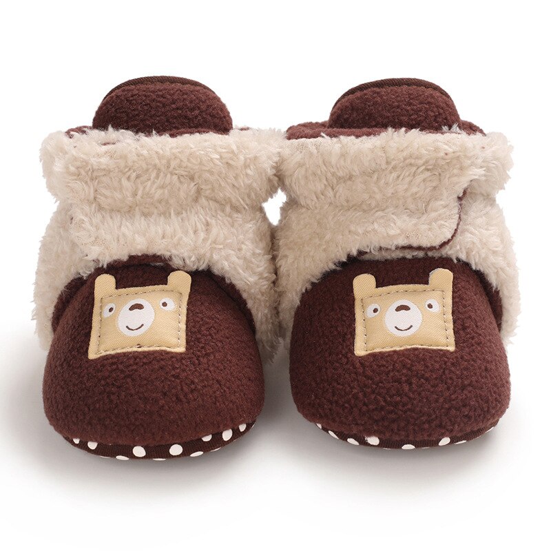 Antidérapant enfants hiver bébé fille chaussures bout rond bottes pour garçon coton enfant en bas âge fille neige cheville slip-on bébé rembourré bottes: brown / 0-6 mois
