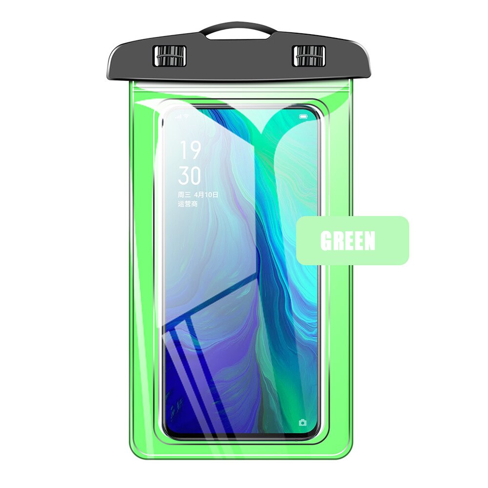 Universal Waterproof Phone Case Water proof Bag Mobile Phone Anti-Water Pouch PVC Cover iphone for huawei samsung mobile phone: Green