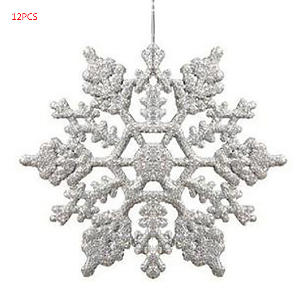 12 Stuks Plastic Kerst Xmas Sneeuwvlok Ornamenten Tiny Sparkling Sequin Glitter Sneeuw Op String Wedding Decor: NO.2