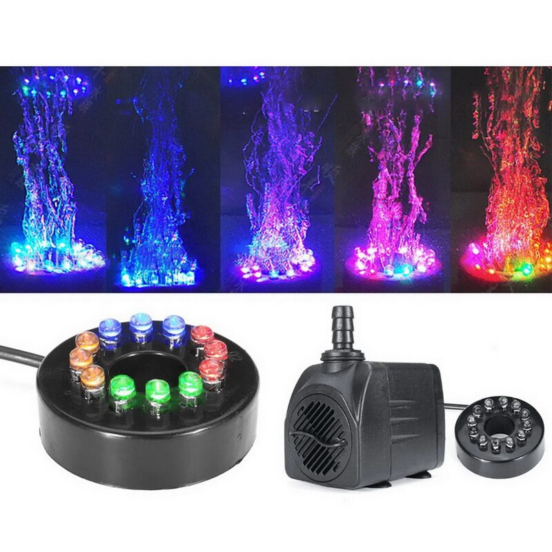 220V 6/8/10/25W Submersible Water Pump With 12 LED Lights 220-240V 800L/H EU/UK Plug For Aquarium Fish Tank Pond Fountain