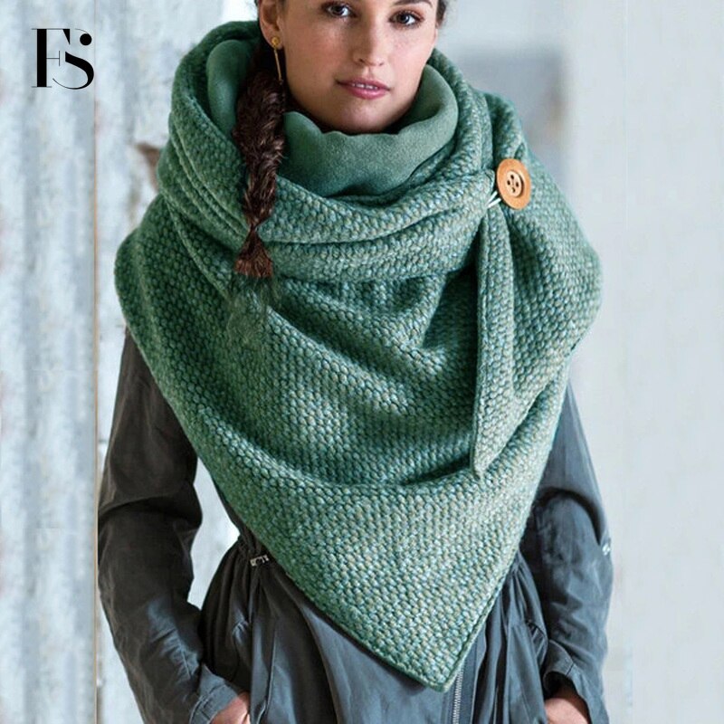 Casual Thick Warm Shawl Scarf Solid Color Triangle Wraps