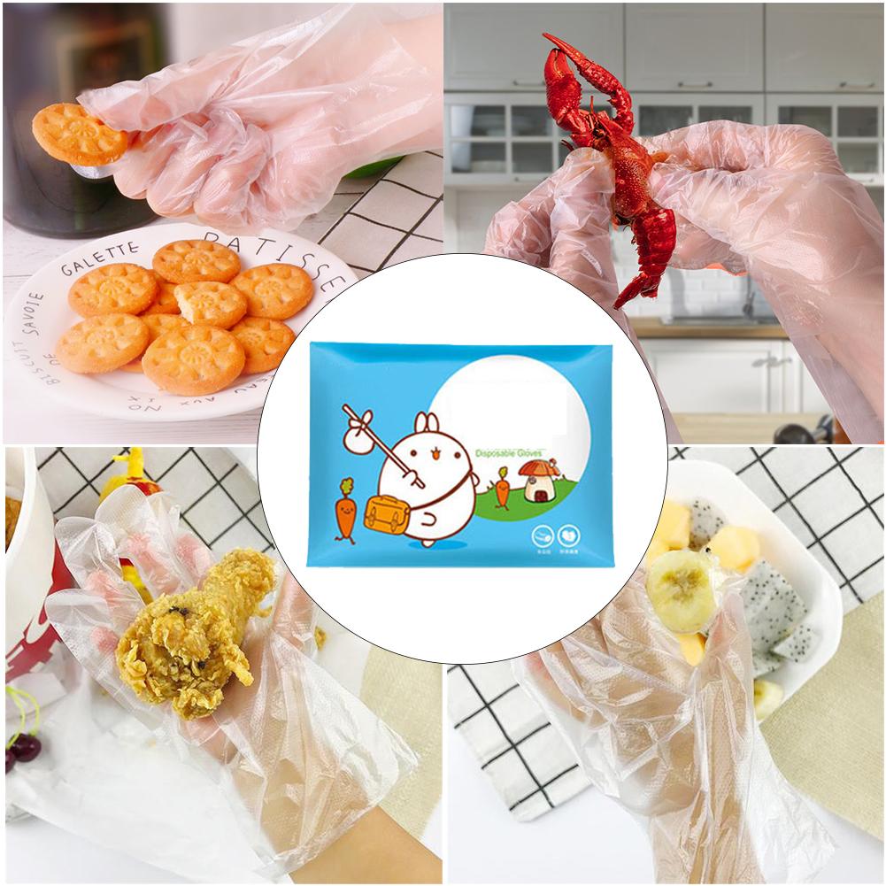 100PCS Plastic Clear Disposable Gloves Garden Restaurant Home Children Gloves Children's Disposable Gloves