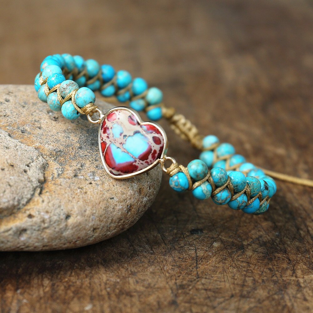 À la main En Forme De Coeur Bracelets Porte-Bonheur Femmes Bohême Yoga Chaîne Bracelets Tressés Amant Bracelet Femme Bijoux Directe