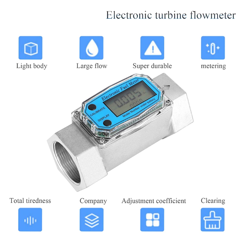Digital Turbine Flow Meter Digital LCD Display Oil Fuel Flowmeter Measure Die sel Kerosene Gasoline Meter Display chip