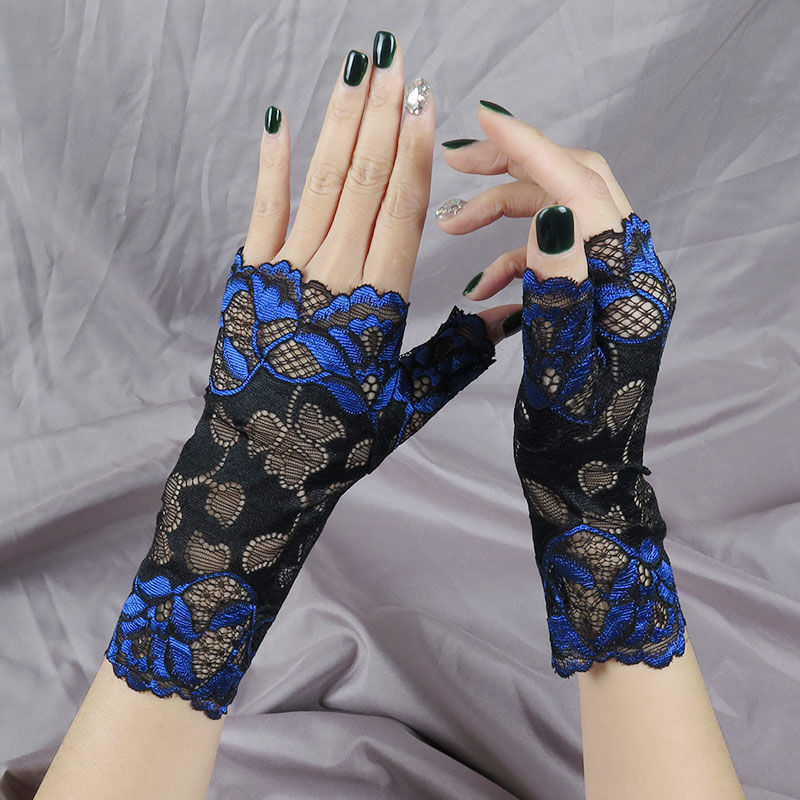 Gants de danse de marin d'été longs sans doigts pour femmes, Sexy, demi-doigt en dentelle, en résille, élégants, mitaines en maille