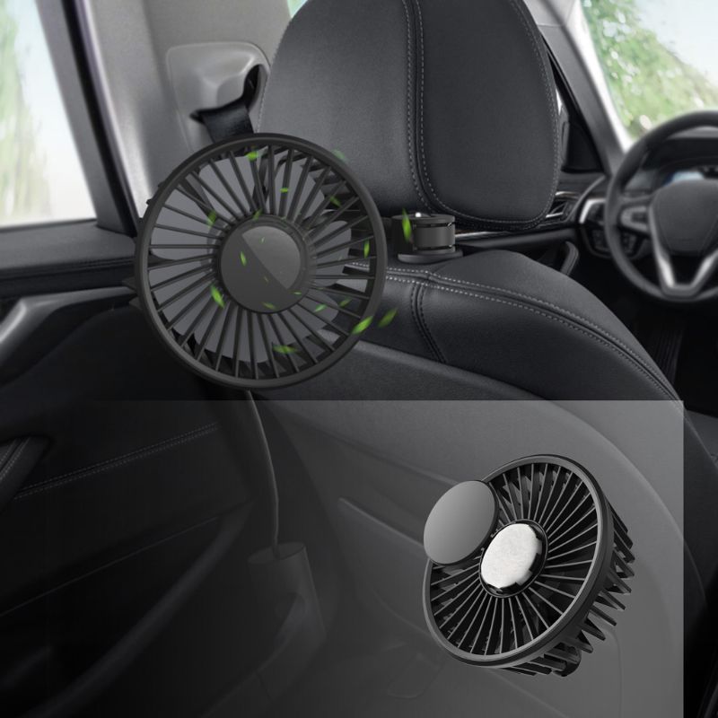 Universele 5V Van Vrachtwagen Auto Ventilator 360 Graden Roterende Koelventilator Auto Terug Achterbank Hoofdsteun 3 Speed Verstelbare usb Fan