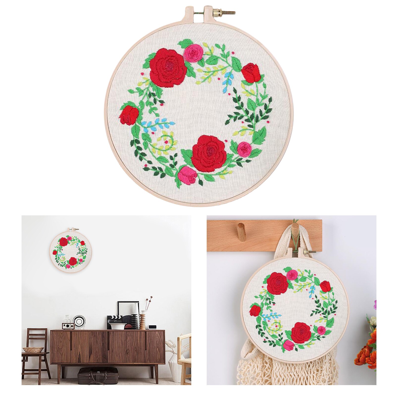 Embroidery Kit Flowers Needlepoint Crafts Cross Stitch Material Making Hoop