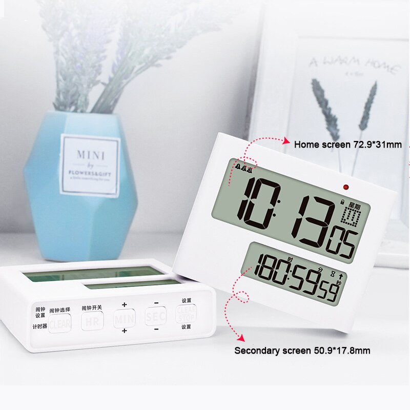 TIMESS Small alarm clock timer electronic alarm clock can adsorb snooze function Humidity temperature control alarm clock