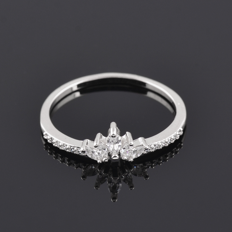 SINLEERY Romantic Princess Style Crystal Crown Rings Rose Gold Silver Color Women Engagement Party Jewelry JZ049 SSG: 8 / white gold plated
