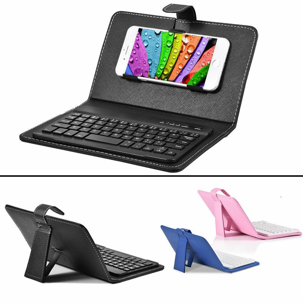 Wireless Bluetooth Keyboard and Leather Stand Case Filio Cover for iOS Android For Office hands free For iPhone 11 pro max