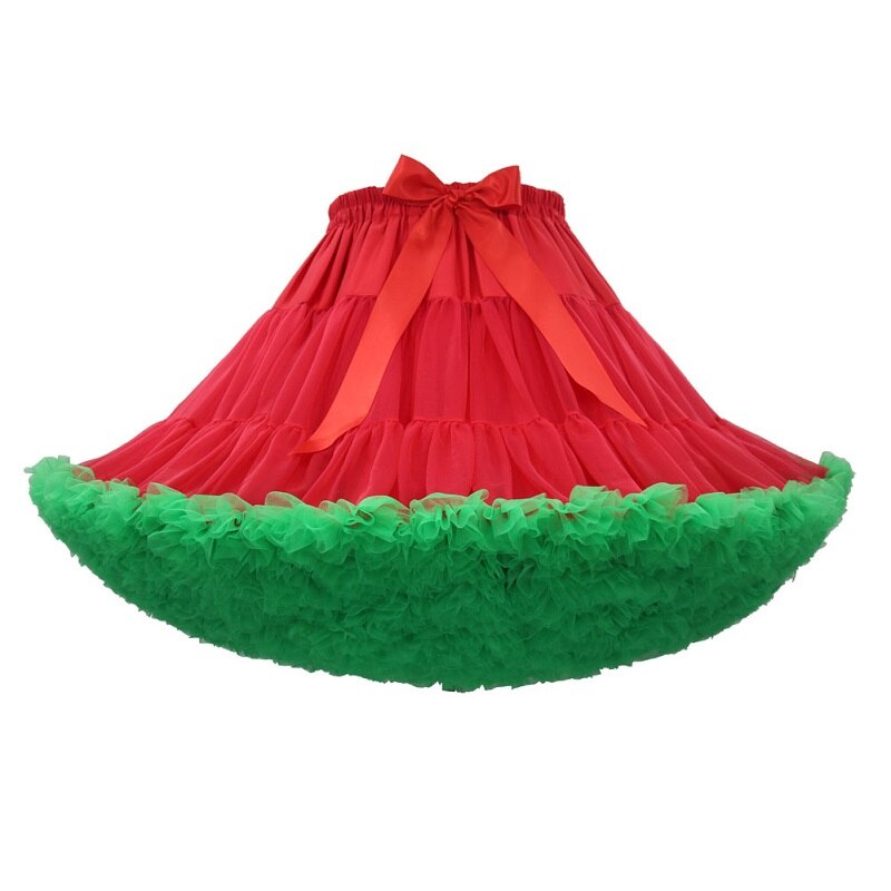 Korte Puffy Cosplay Rode Lolita Petticoat Crinoline Halloween Roze Tule Jurk Onderrok Rockabilly Volwassen Tutu Rok Jupon Femme: Red plus Green