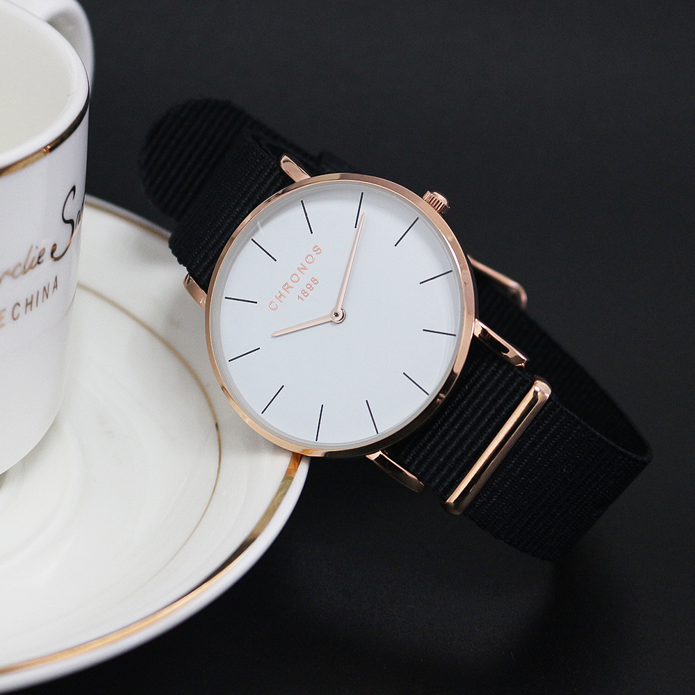CHRONOS 1898 Lässig Nylon Uhren Damen Männlichen Minimalistischen Dünne Armbanduhren Paar Liebhaber Uhr Relogio Masculino CH02