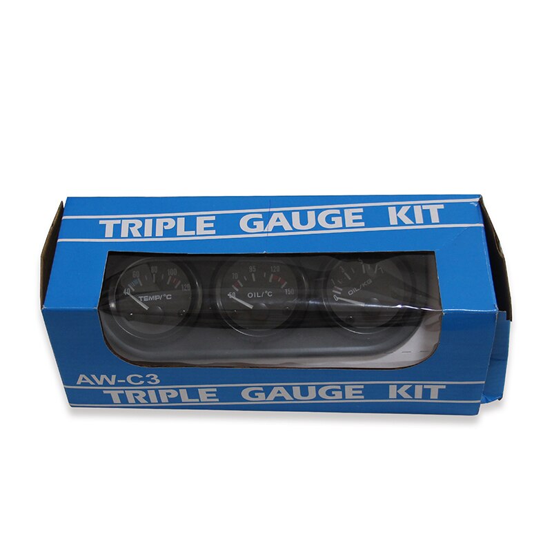 52mm Triple kit Oil Temp Gauge + Water Temp Gauge + Oil Pressure Gauge with Sensor 3in1 Car Meter +Volt meter