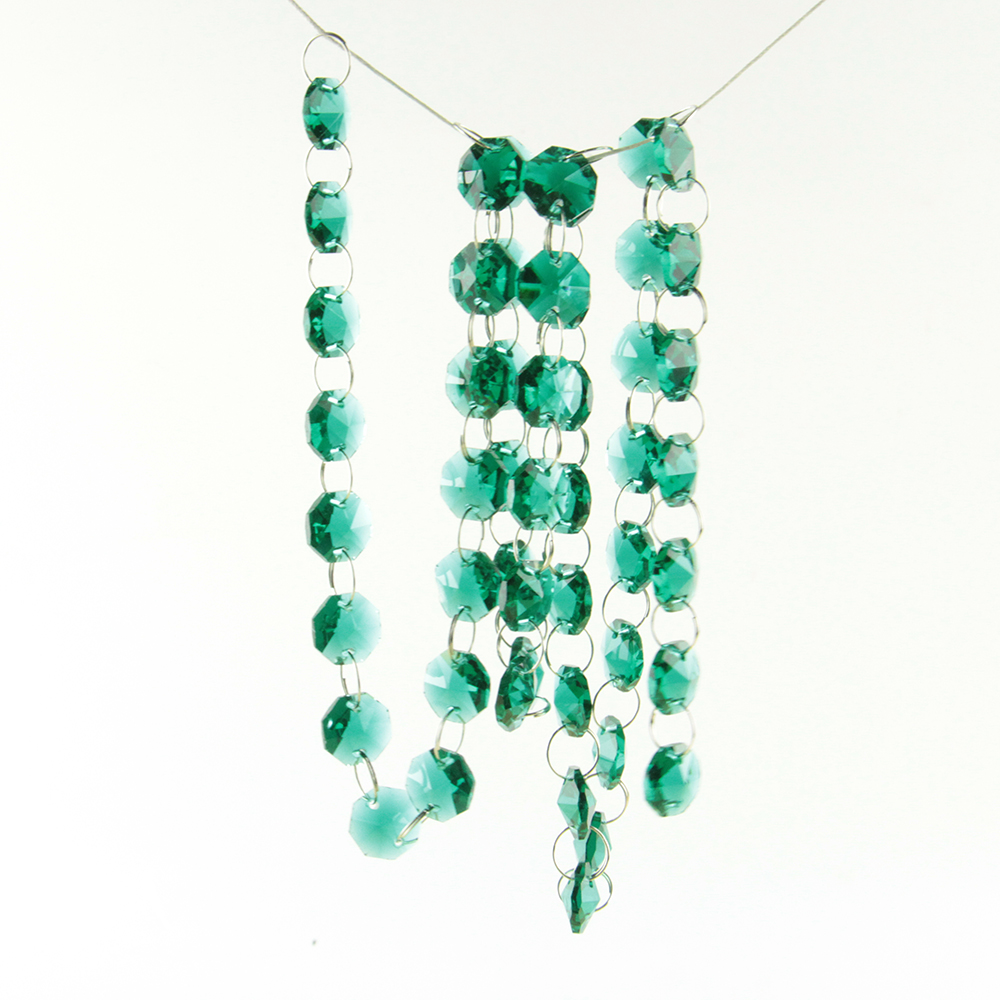 10 Meter 14mm Perlen Girlande Strang Mit Ringe Hängen Kristall Glas Vorhang Diamant Ketten Partei Baum Hochzeits-mittel Dekor: zircon Grün