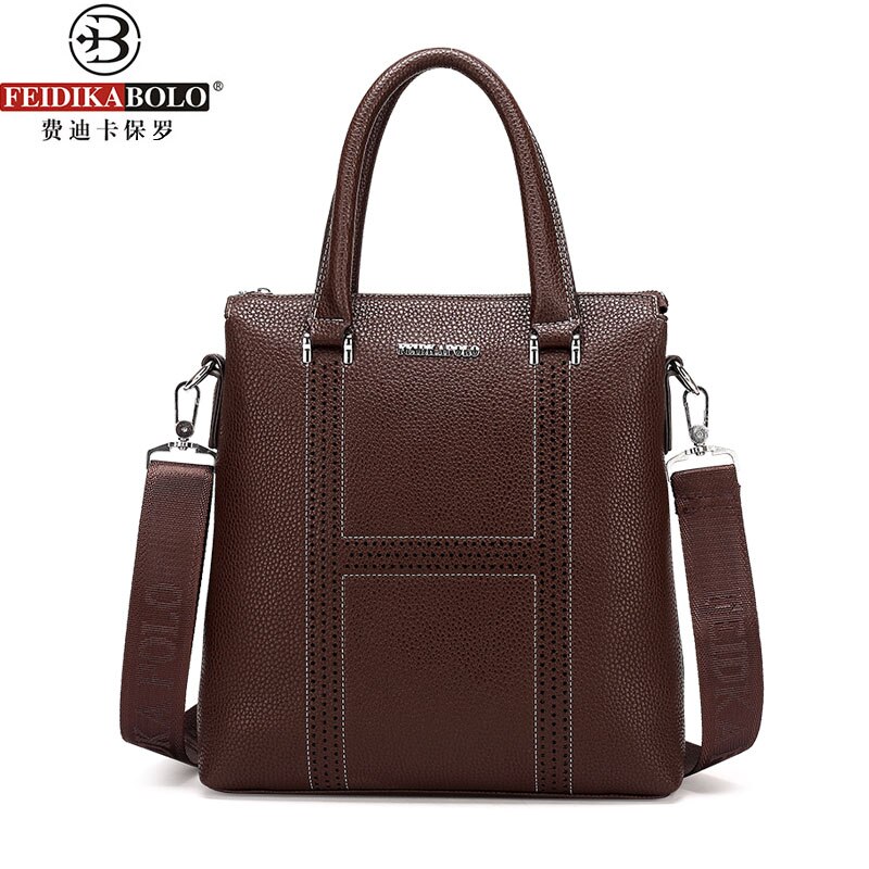 FEIDIKABOLO Simple homme sac à main en cuir souple hommes Messenger sacs sacoche pour ordinateur portable hommes mallette sac homme: Style One Brown