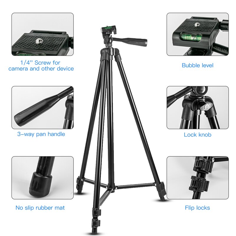 Nagnahz Statyw do telefonu 150 cm Statyw do telefonu do nagrywania wideo z pilotem Bluetooth Uniwersalny statyw do aparatu fotograficznego