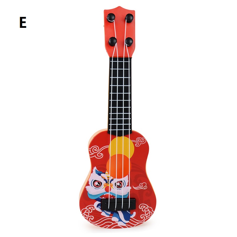 Mini guitare à 4 cordes, ukulélé, dessin coloré, musique, illumination, Instruments musicaux pour enfants, de noël et d&#39;anniversaire: E