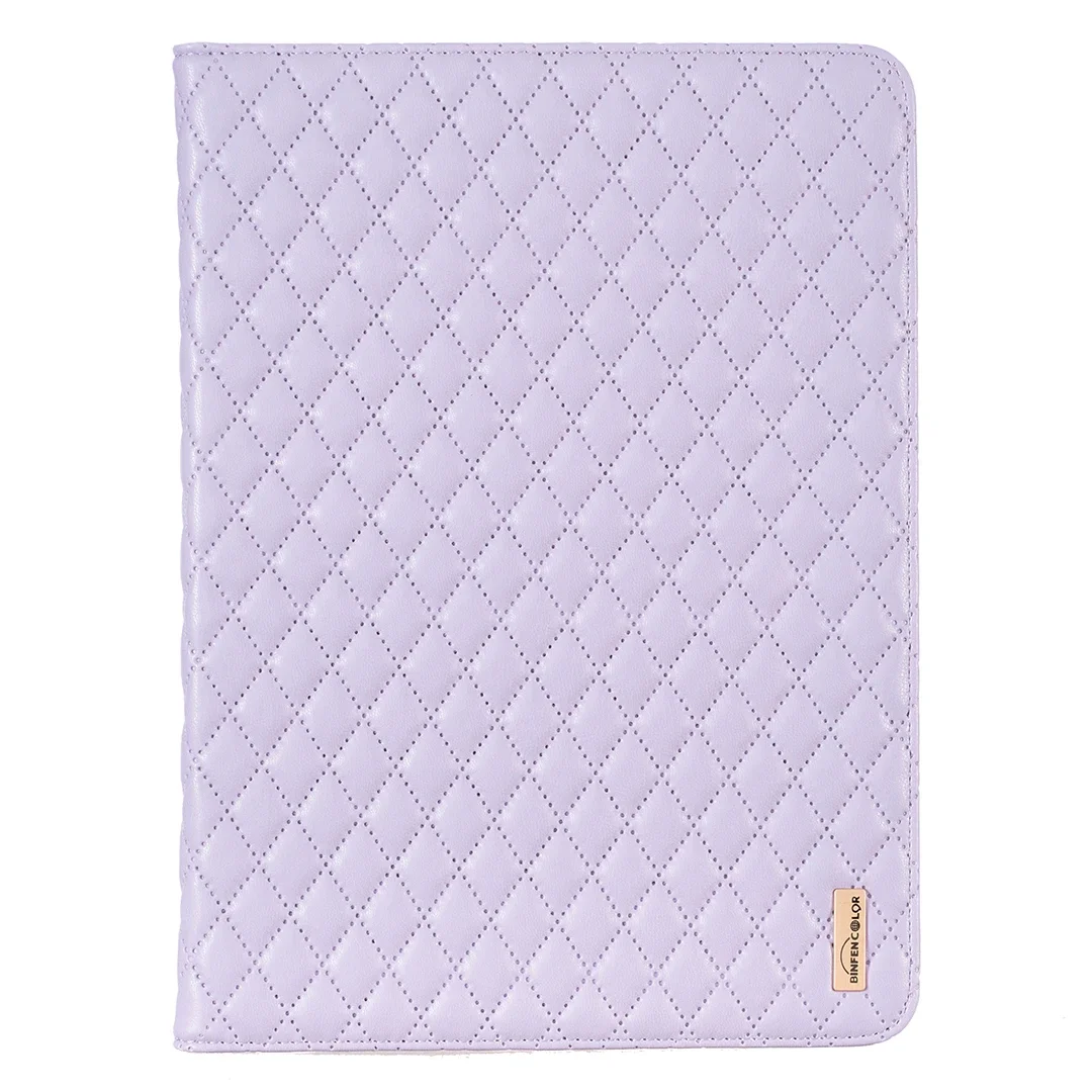 Lederen Portemonnee Case voor Ipad 10.2 9e Gen Air1 2 9.7 Pro 11 Stand Kaarten Solt Mini 3 4 5 6 Gecontroleerde Streep Tablet Cover Funda: Veertien / Paars