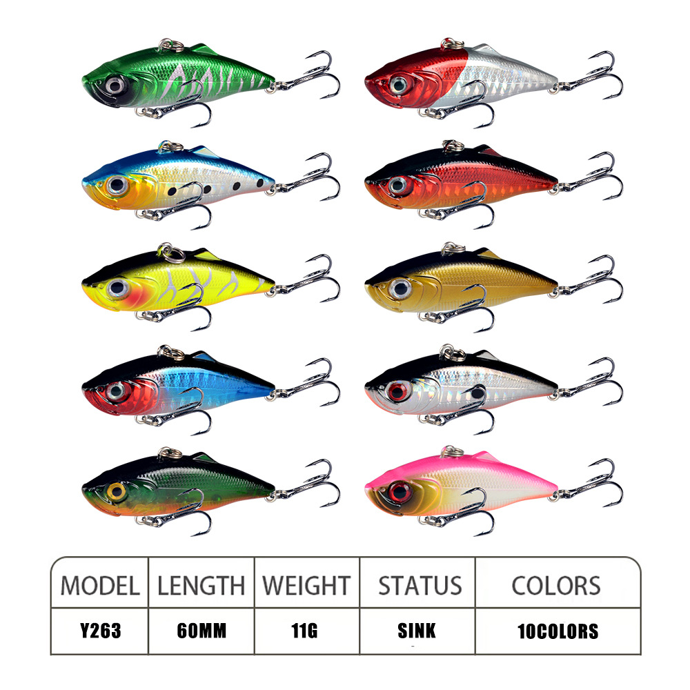 Señuelo de pesca con vibración VIB, 6cm, 11g, fundición larga, Rattlin Iscas, Wobbler Artificial, cebo duro de plástico, aparejos de carpa para nadar, 1 Uds.