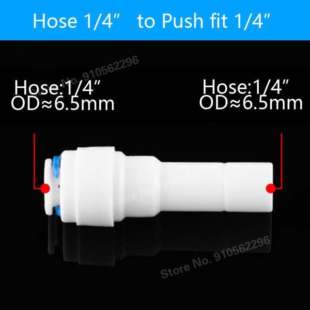 RO Water Hose Connection Straight Elbow Tee Cross 1/4" 3/8" Coupling Plastic Quick Pipe Fitting Reverse Osmosis Connector: HS-2