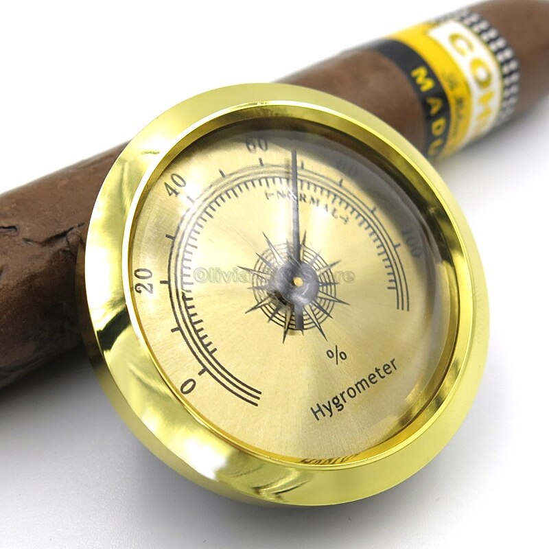 Electronic Round Accurate Cigar Hygrometer Digital Delicate Humidor Hygrometer Thermometer Accessories Gold And Sliver Color: Gold